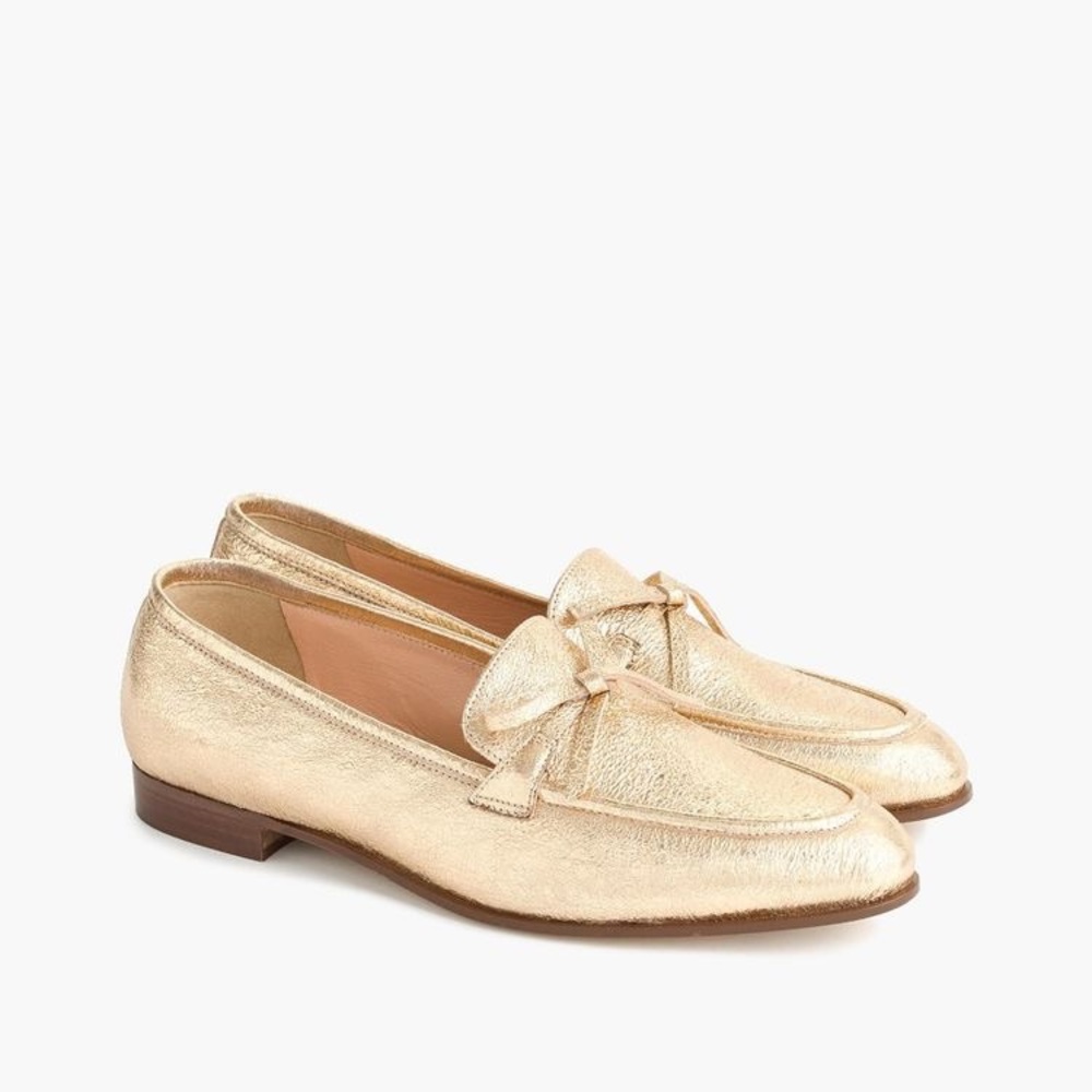 J Crew Academy Loafers in Metallic Leather